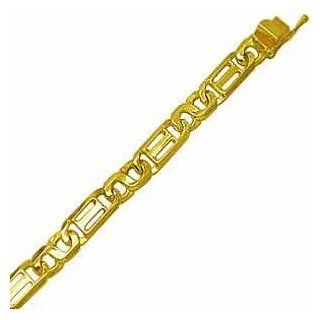 14Kt Yellow Gold Handmade Stylish Greek Key Men's Bracelet Link Bracelets Jewelry