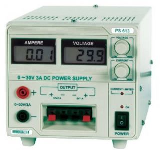Velleman PS613U Fixed Laboratory Power Supply (0 30Vdc + 5Vdc + 12Vdc)