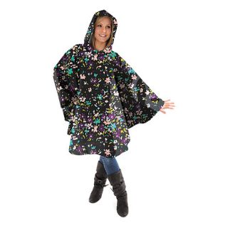 Totes Painted floral print rain poncho with self front pocket