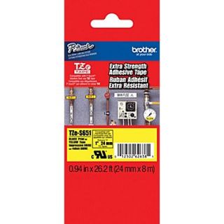 Brother TZe S651 P Touch Label Tape, 1 Black on Yellow with Extra Strength Adhesive