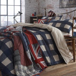 Blue Dalton wide check bed linen