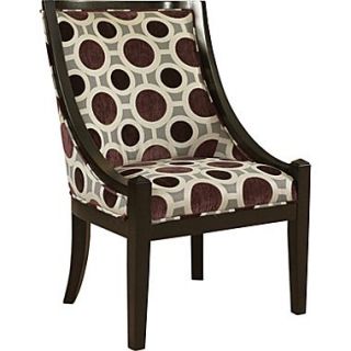 Powell Wood/Fabric High Back Accent Chair, Mulberry/Gray