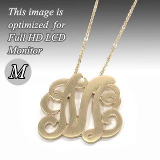 Designer Inspired Gold Letter M Initial Jewelry, Initial Necklace. Size 16"l(2.5"extension) Ave. Pendant Size 1.2"x 1.2" Charm Bracelets Jewelry