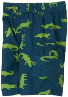 Hatley Boys 2 7 Later Alligator Swim Trunks,Blue,7 Clothing