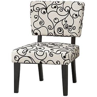 Linon Taylor Fabric Black Circles Accent Chair, White