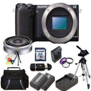 Sony Alpha NEX 5R Mirrorless Digital Camera Kit with Sony E Mount 16mm f/2.8 Wide Angle Alpha E Mount Lens. Includes 3 Piece Filter Kit(UV CPL FLD), 16GB Memory Card, Memory Card Reader, 2X Extended Life Replacement Batteries, Rapid Travel Charger, Carryi