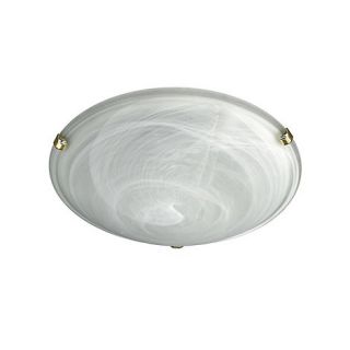 Litecraft Alabaster Glass 40Cm Flush Ceiling Light With Brass Clips