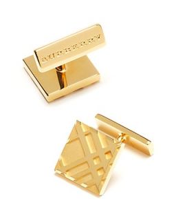 Burberry London Embossed Check Gold Tone Cufflinks's