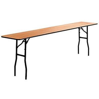 Flash Furniture 18 x 96 Rectangular Wood Folding Training / Seminar Table with Smooth Clear Coated Finished Top, Plywood