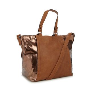 The Collection Tan metallic winged tote bag