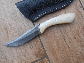 Sale Custom Made Knives   Damascus Steel   Mammoth Bone Handles Perfect Custom Made Stalking Knife  Sports & Outdoors
