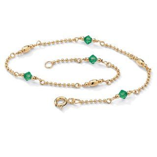 Birthstone Beaded Ankle Bracelet Birthstone MAY  Emerald Jewelry