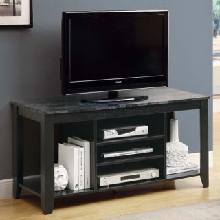 Monarch 48 in. TV Console   Black with Grey Marble   TV Stands