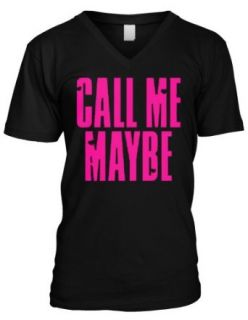 Call Me Maybe Mens V Neck T shirt, Neon Pink Hot Trendy Lyrics Men's V neck Shirt Clothing