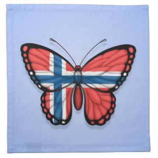 Norwegian Butterfly Flag on Blue Cloth Napkins