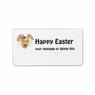 Cute Cartoon Easter Bunny in A Bonnet Personalized Address Label