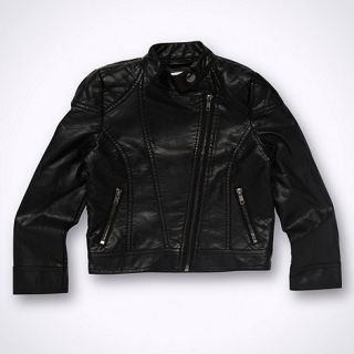 bluezoo Girls black faux leather biker jacket