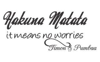 Hakuna Matata It Means No Worries Lion King Quote Vinyl Wall Timon and Pumbaa Decor Vinyl Removable Letters  