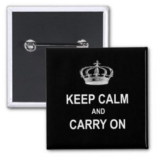 Vintage Keep Calm and Carry On Quote w Crown Button
