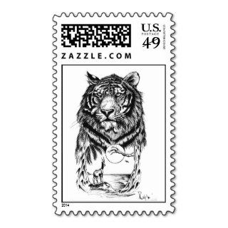Tattoo Art Tiger Postage Stamps