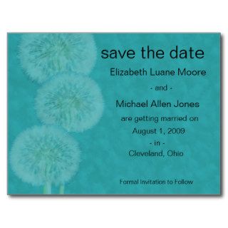 Floral Save the Date In Teal Post Card