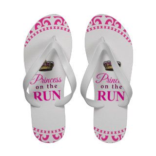 Princess on the Run   pink & white Flip Flops
