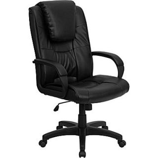 Flash Furniture High Back Leather Executive Office Chair with Thick Headrest, Black  Make More Happen at