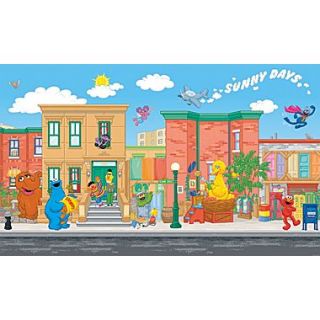 RoomMates Sesame Street Chair Rail Prepasted Wall Mural, 6 ft H x 10 1/2 ft W  Make More Happen at
