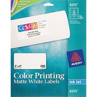 Avery 8253 Color Printing Matte White Inkjet Shipping Labels, 2 x 4, 200/Box  Make More Happen at