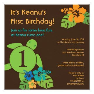 Aloha Honu First Birthday Luau Invitation