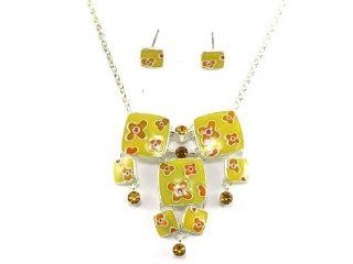 Red Color Austrian Crystal and Enamel Jewelry Set with A 3" Extender Belle Fashion Jewelry