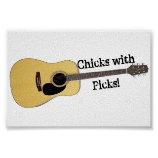 Chicks With Picks Acoustic Guitar Poster