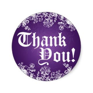 Thank You Wedding Victorian Flourish Purple Stickers