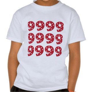 Number 9   White Stars on Dark Red T Shirts