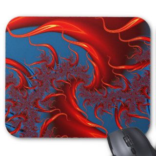 Red Waves Fractal Art Mouse Pad