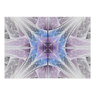 Fractal abstract  cross grey, purple, blue posters