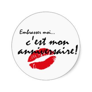 French Kiss Me Birthday Stickers