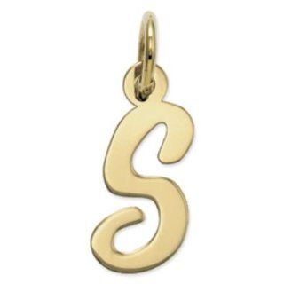 14k Gold Small Script Initial S Charm Jewelry