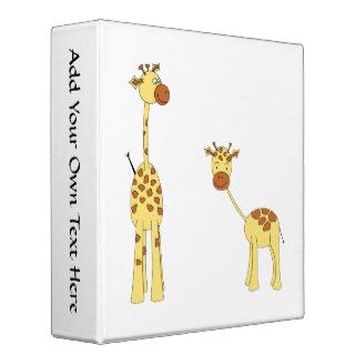 Adult and Baby Giraffe. Cartoon Binder