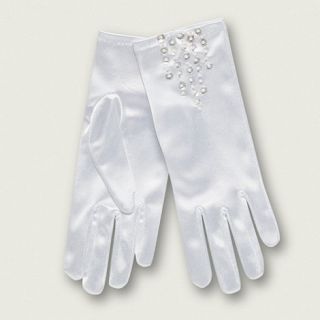 Girls white special occasion gloves
