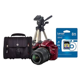 Nikon Nikon D3200 red SLR camera kit and tripod