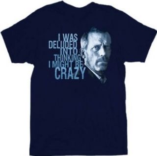 House M.D. I Was Deluded Face Adult Navy T Shirt Tee Clothing