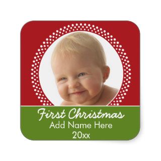 Baby's First Christmas Photo Frame   Red and Green Stickers