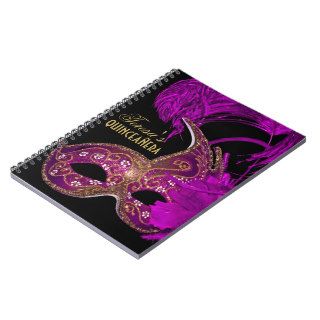 Masquerade quinceañera fifteenth birthday purple spiral note book