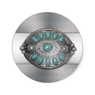 Beautiful shinning antique metal belt buckle image round stickers