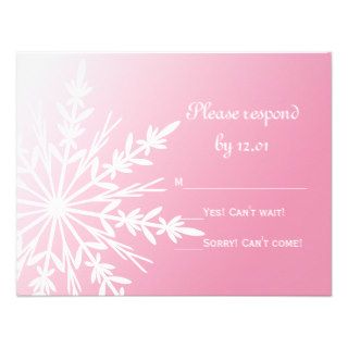 Pink Snowflake Winter Wedding RSVP Response Card Invites