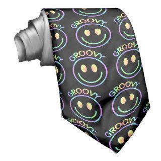 Trippy Retro Groovy Rainbow Smiley Tie