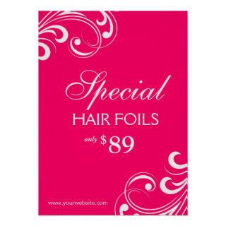 HAIR Salon Poster Spa Pink & White Swirls