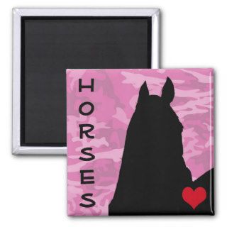 Pink Camo Heart Horse Silhouette ~ Horse Magnet