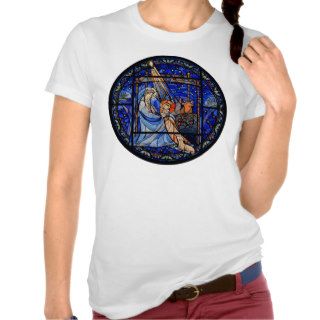 Radiating Nativity Stained Glass Blue Tshirts